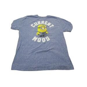 Despicable Me “Current Mood” Minion T-Shirt XL Heather Blue Graphic Tee